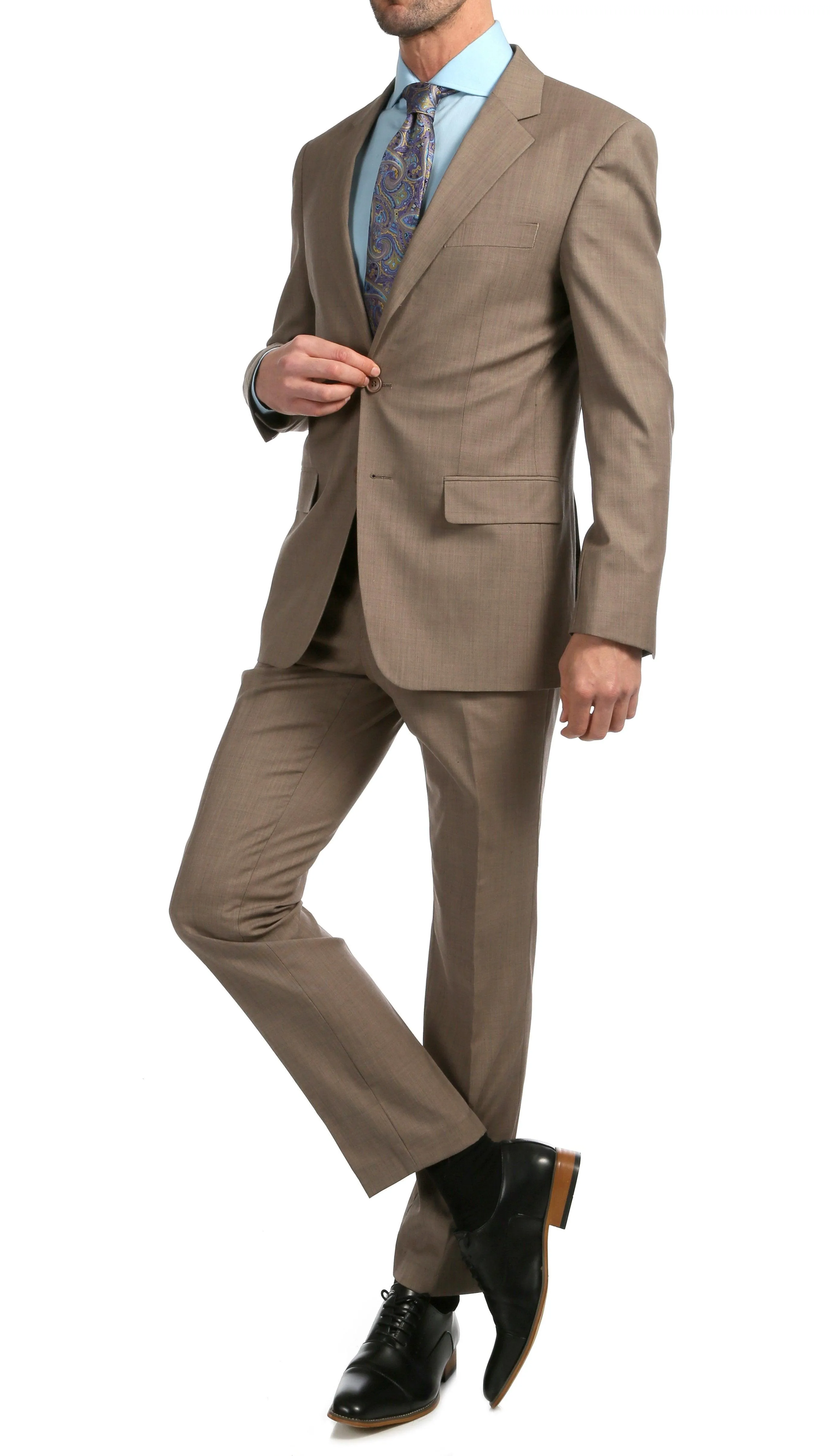 Mason Sand Men's Premium 2 Piece Wool Slim Fit Suit