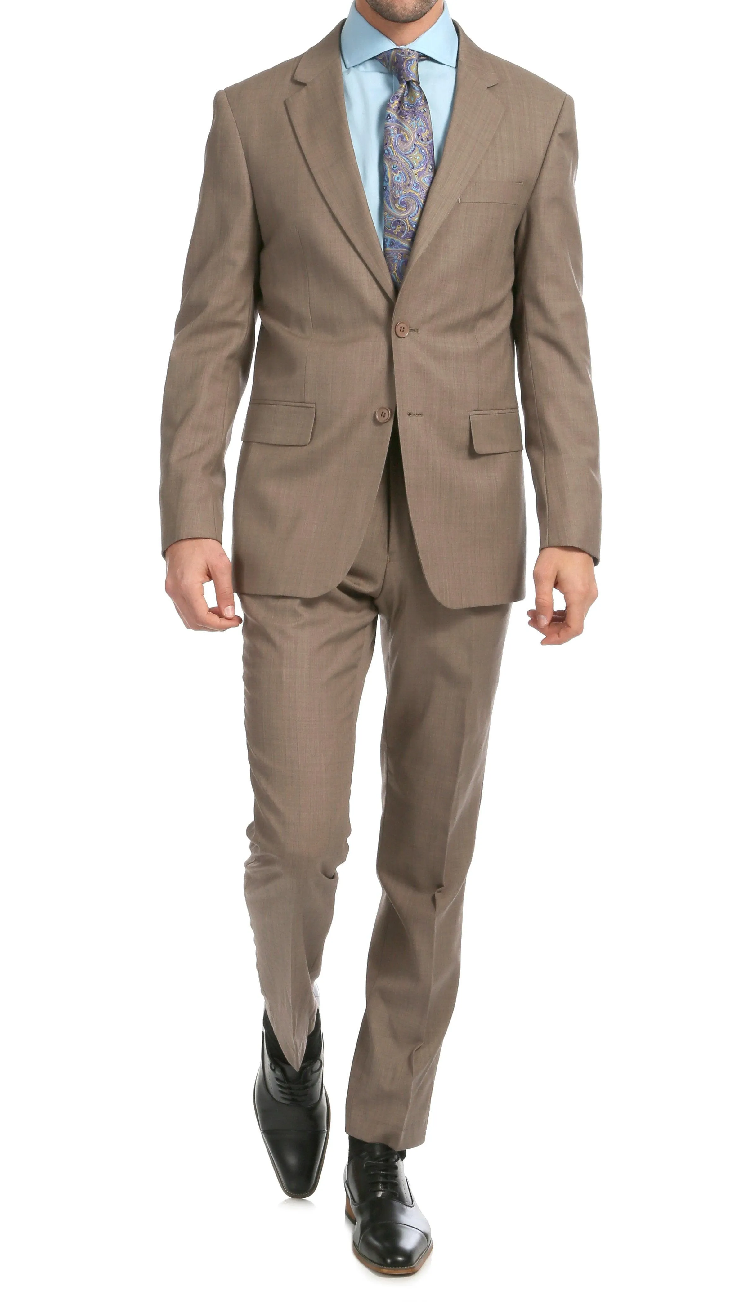 Mason Sand Men's Premium 2 Piece Wool Slim Fit Suit