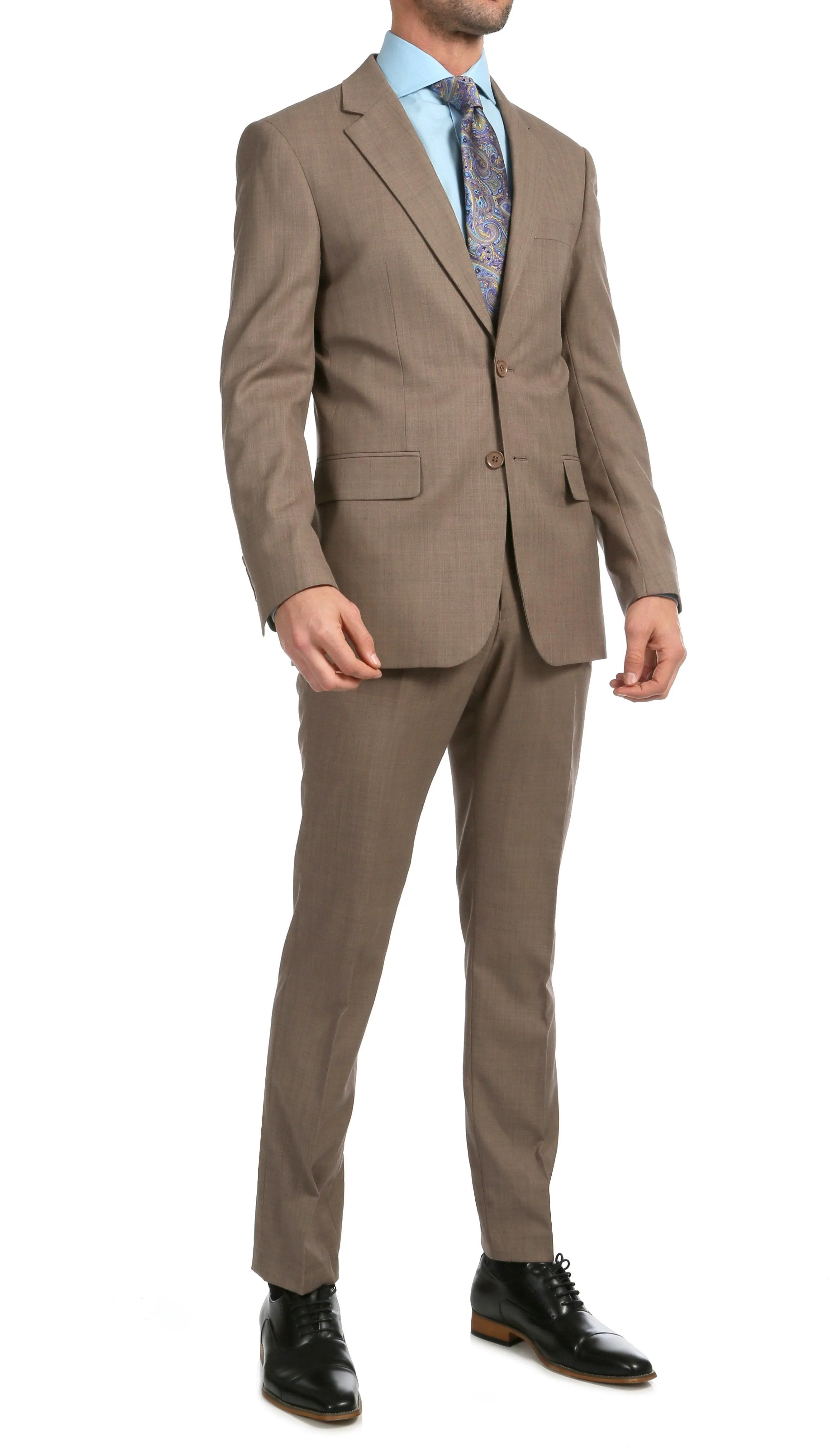 Mason Sand Men's Premium 2 Piece Wool Slim Fit Suit