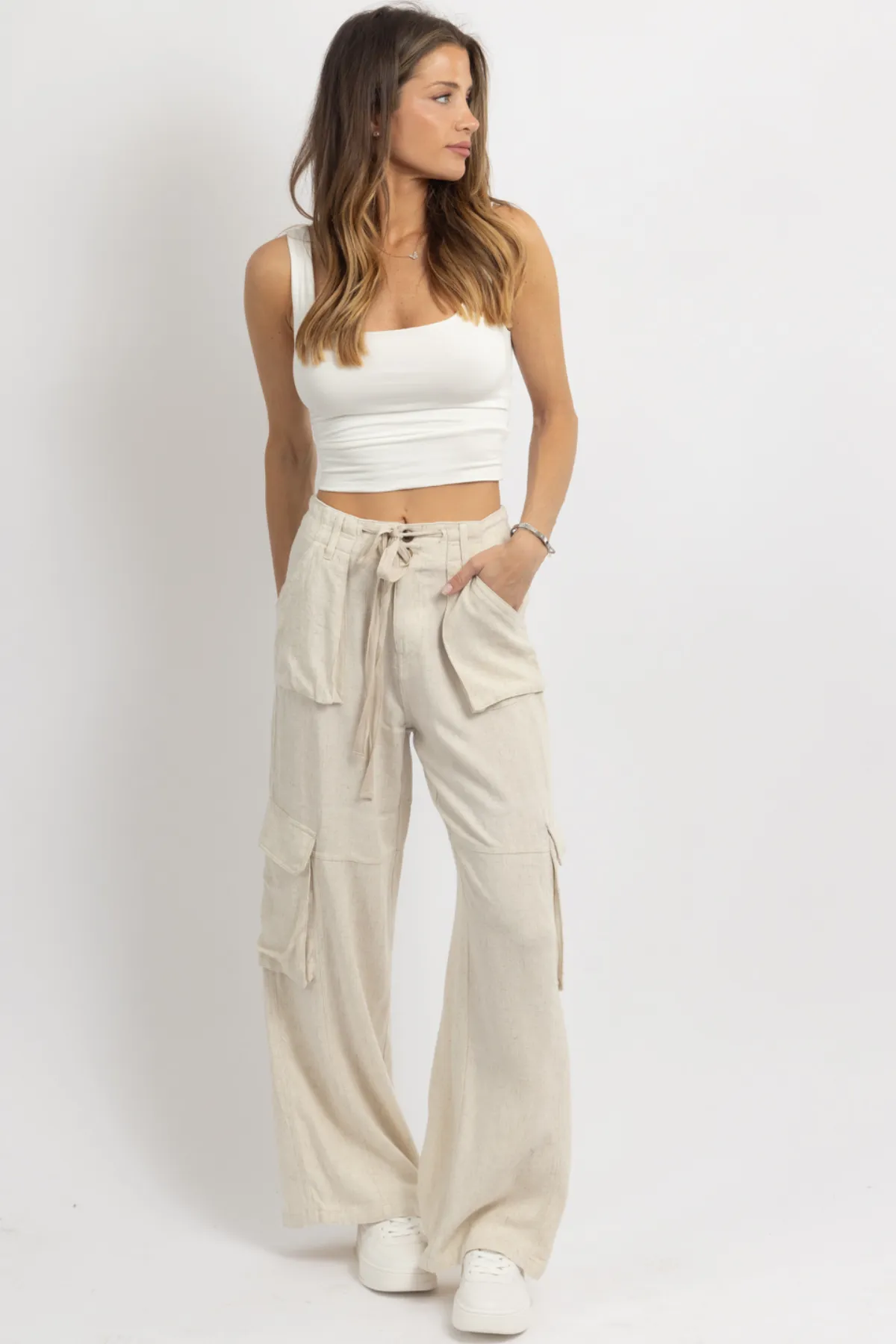 MAYA NATURAL LINEN UTILITY PANT *BACK IN STOCK*