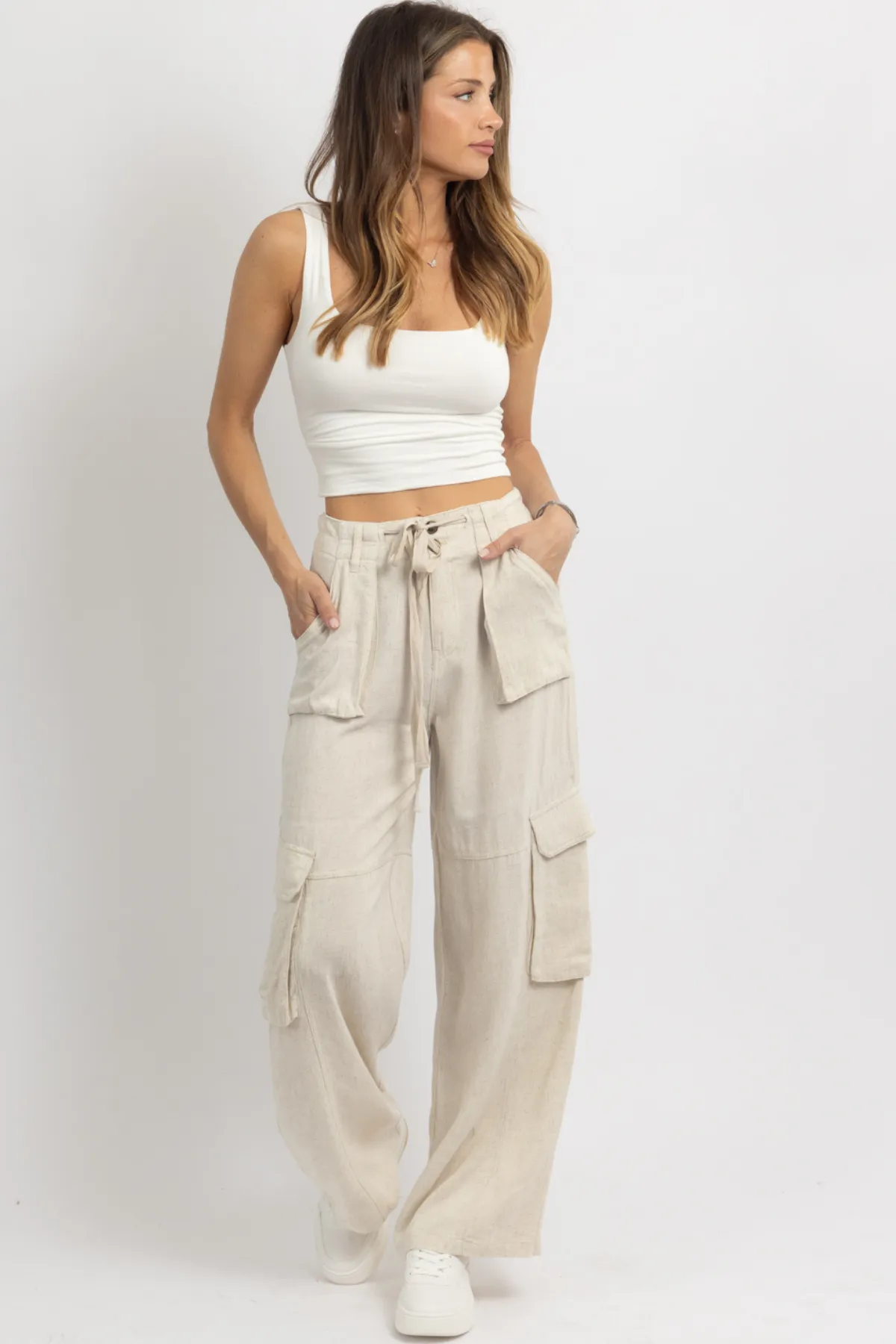 MAYA NATURAL LINEN UTILITY PANT *BACK IN STOCK*