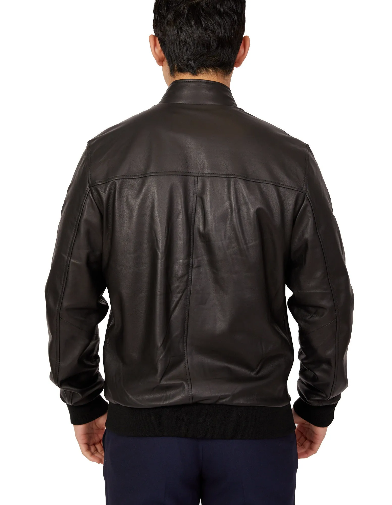 MCKINNON Nappa Lamb Leather Zip Bomber Jacket BLACK