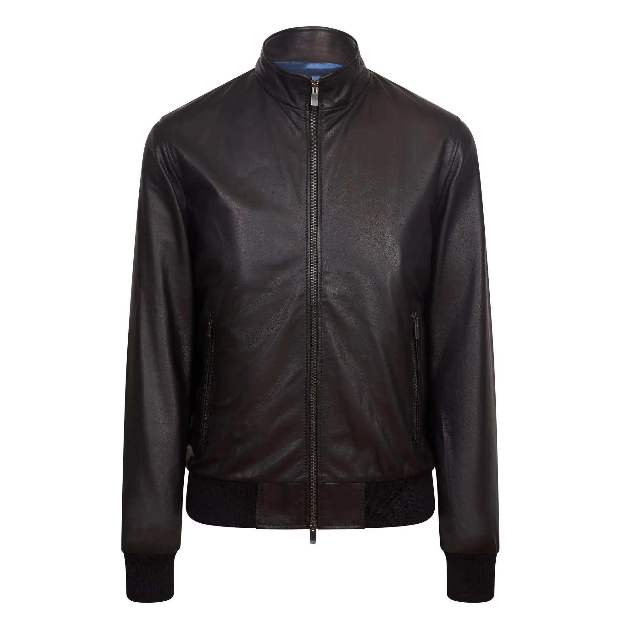 MCKINNON Nappa Lamb Leather Zip Bomber Jacket BLACK