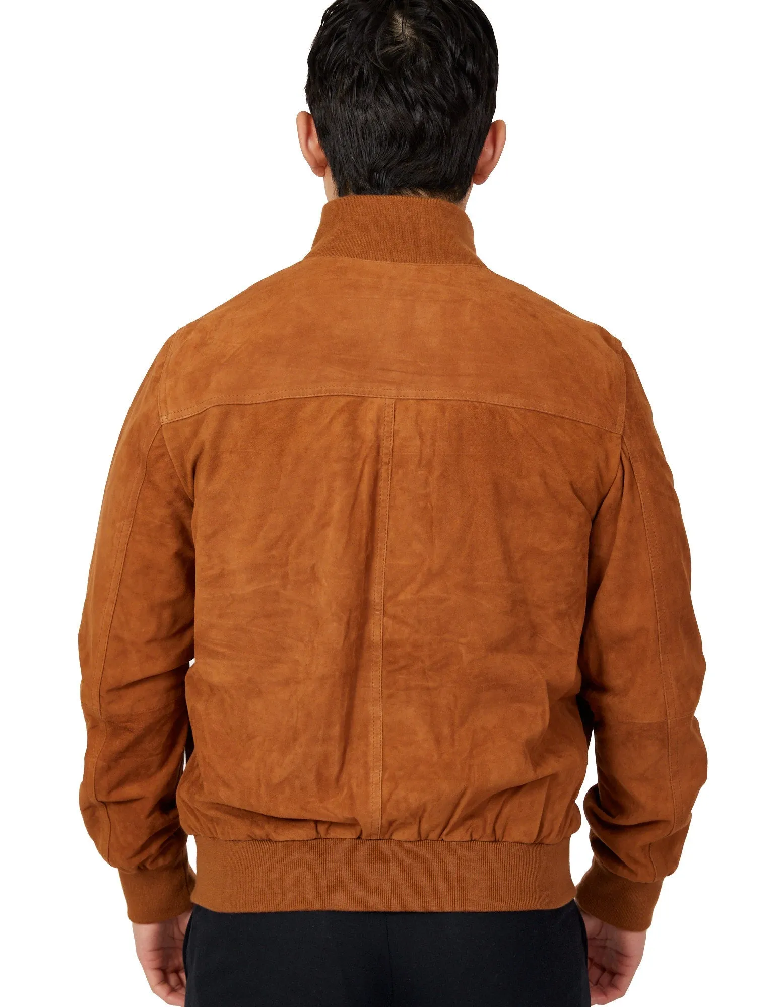 MCKINNON Suede Leather Button Bomber Jacket TAN