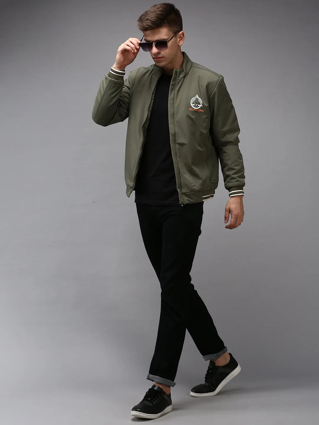 Men Green Solid Jacket