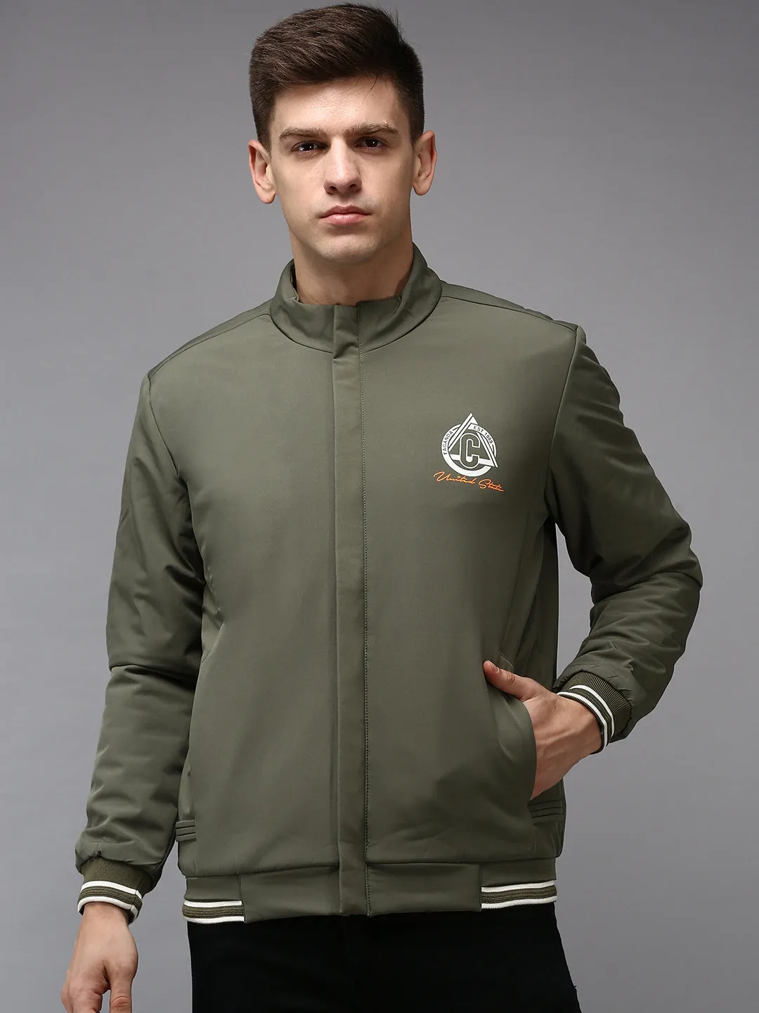 Men Green Solid Jacket