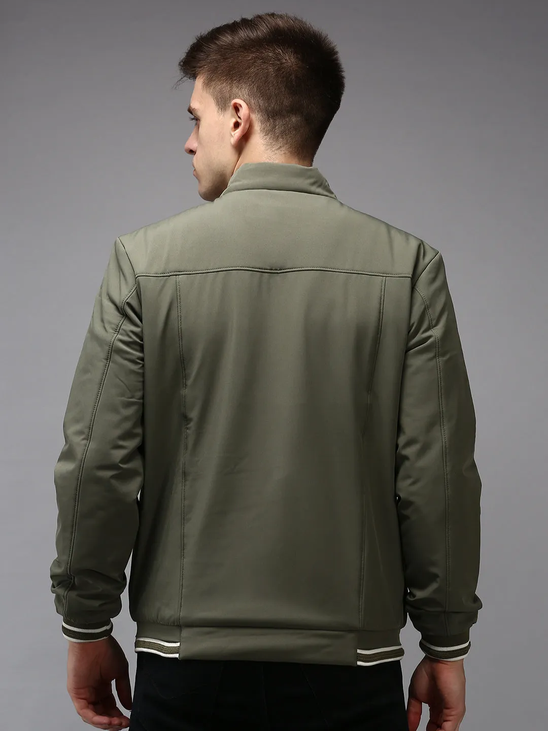 Men Green Solid Jacket