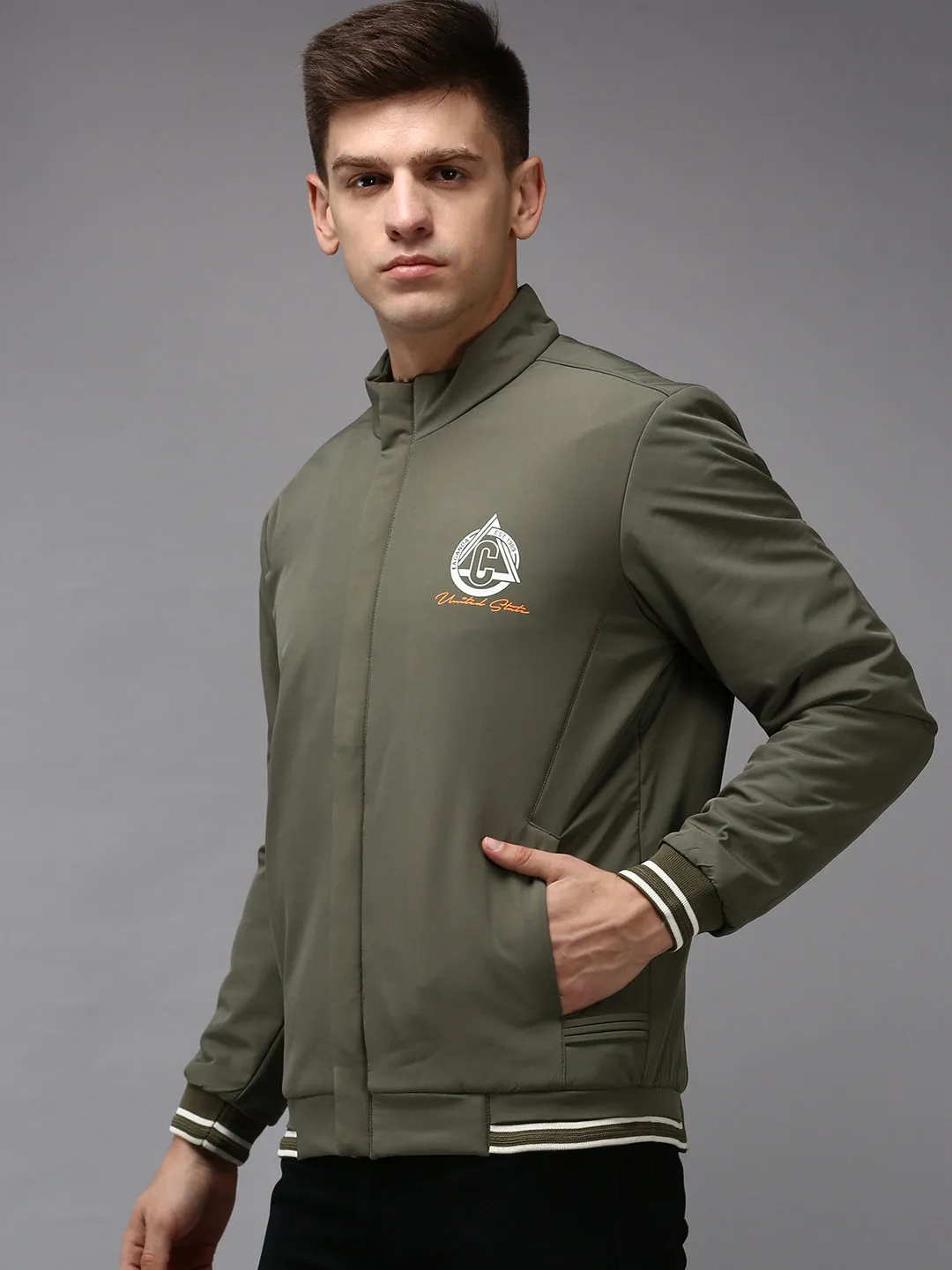 Men Green Solid Jacket