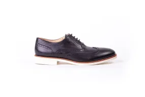 Men's Black & Tan Accented with White Sole Brogue Wingtip (Ex-115)