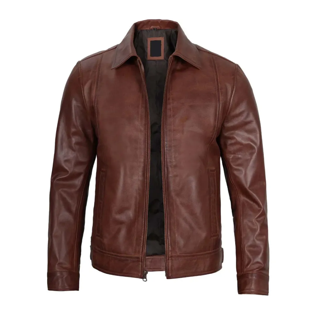 Men's Brown Real Leather Biker Jacket