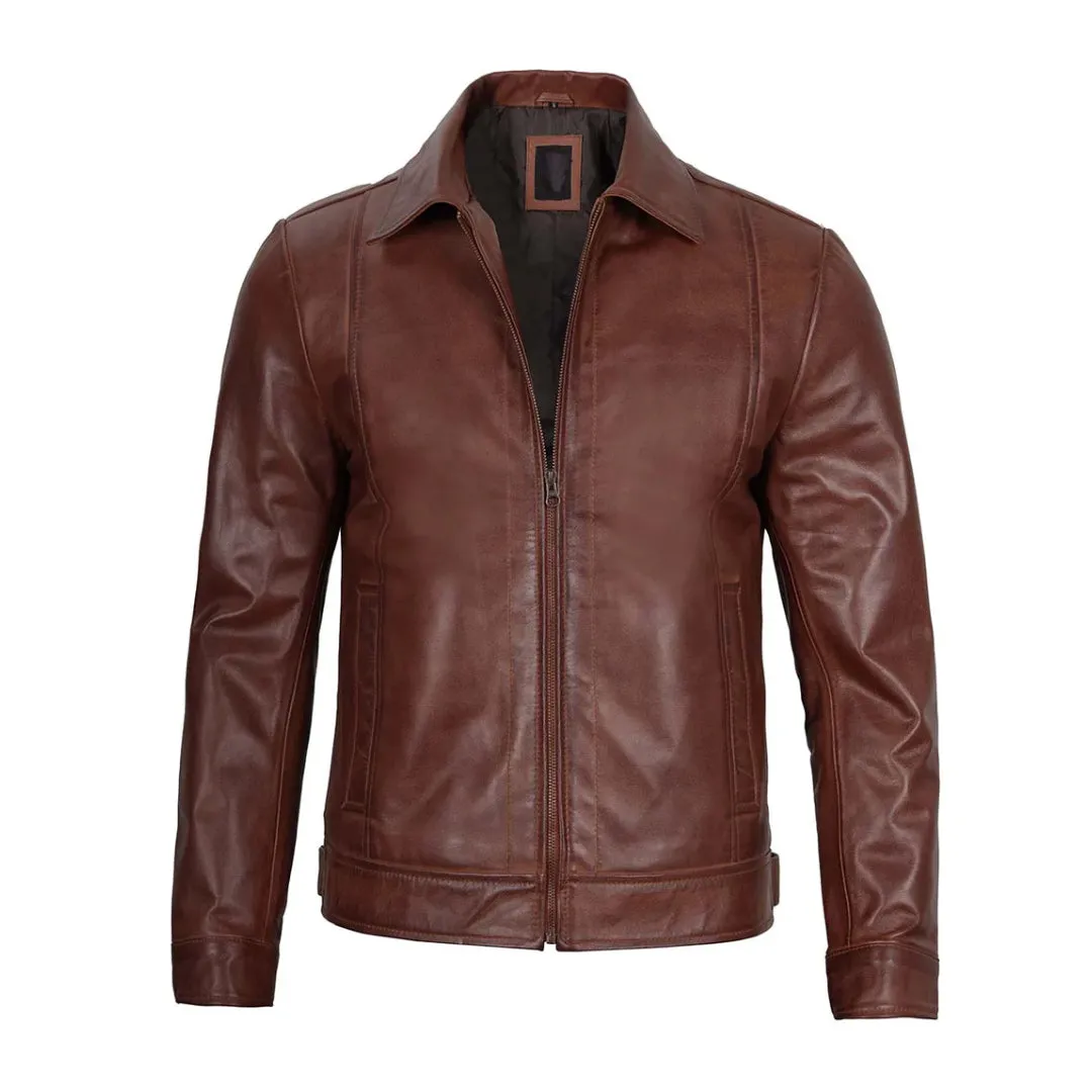 Men's Brown Real Leather Biker Jacket