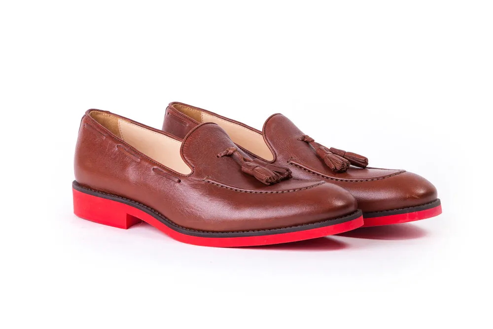 Men's Brown Tassel Loafer with Red Sole (EX-148)