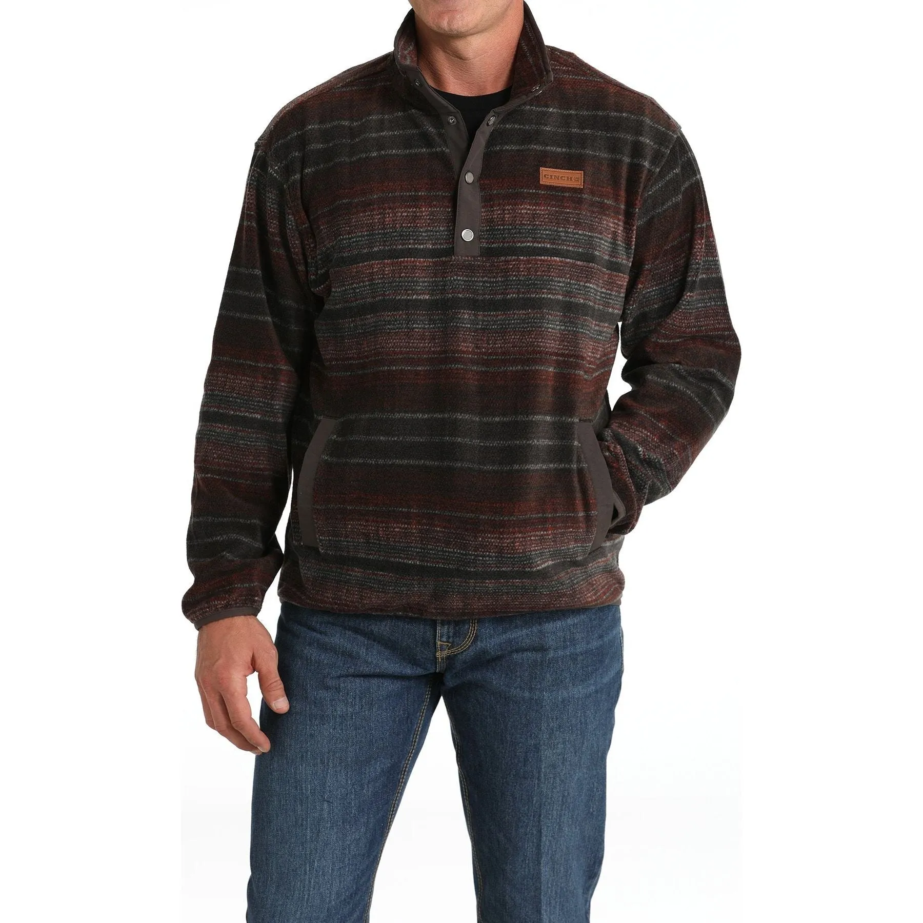 Men's Cinch Fleece Pullover - Brown/Red