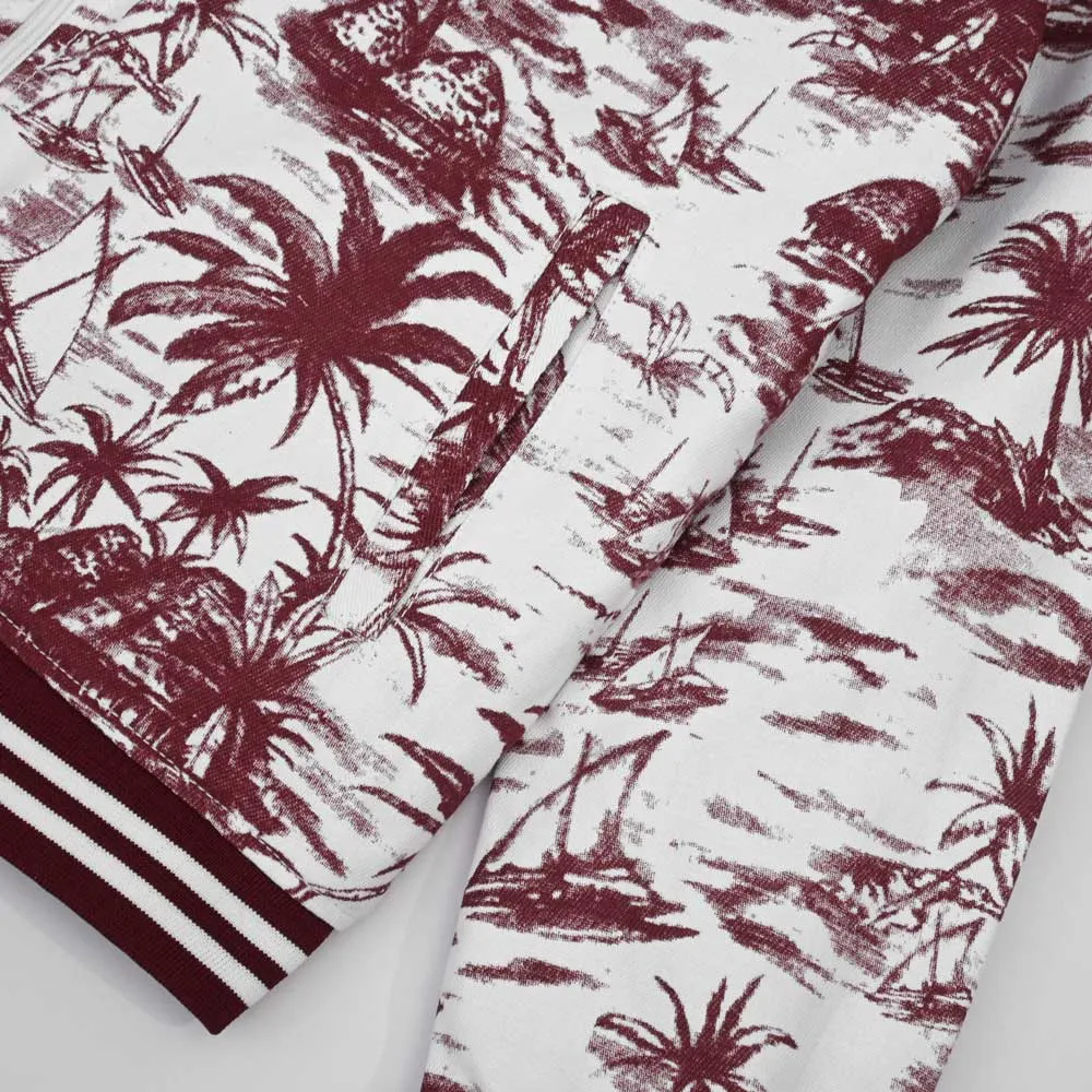 Men's Cut Label Palm Tree Printed Bomber Jacket