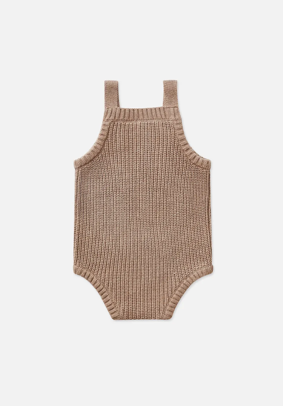 Miann & Co Baby - Chunky Knit Strap Bodysuit - Taupe