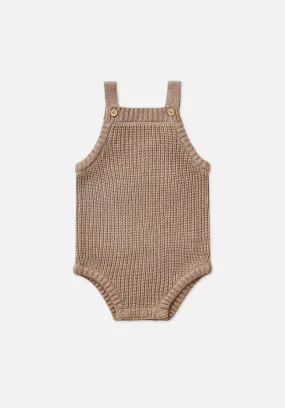 Miann & Co Baby - Chunky Knit Strap Bodysuit - Taupe