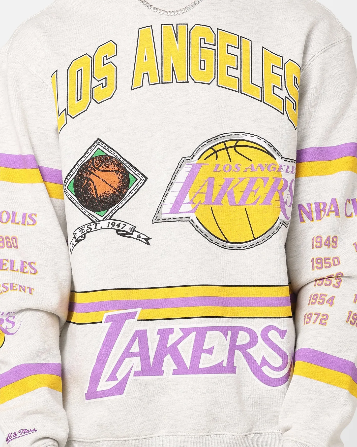 Mitchell & Ness Los Angeles Lakers World Champions Crewneck Silver Marle