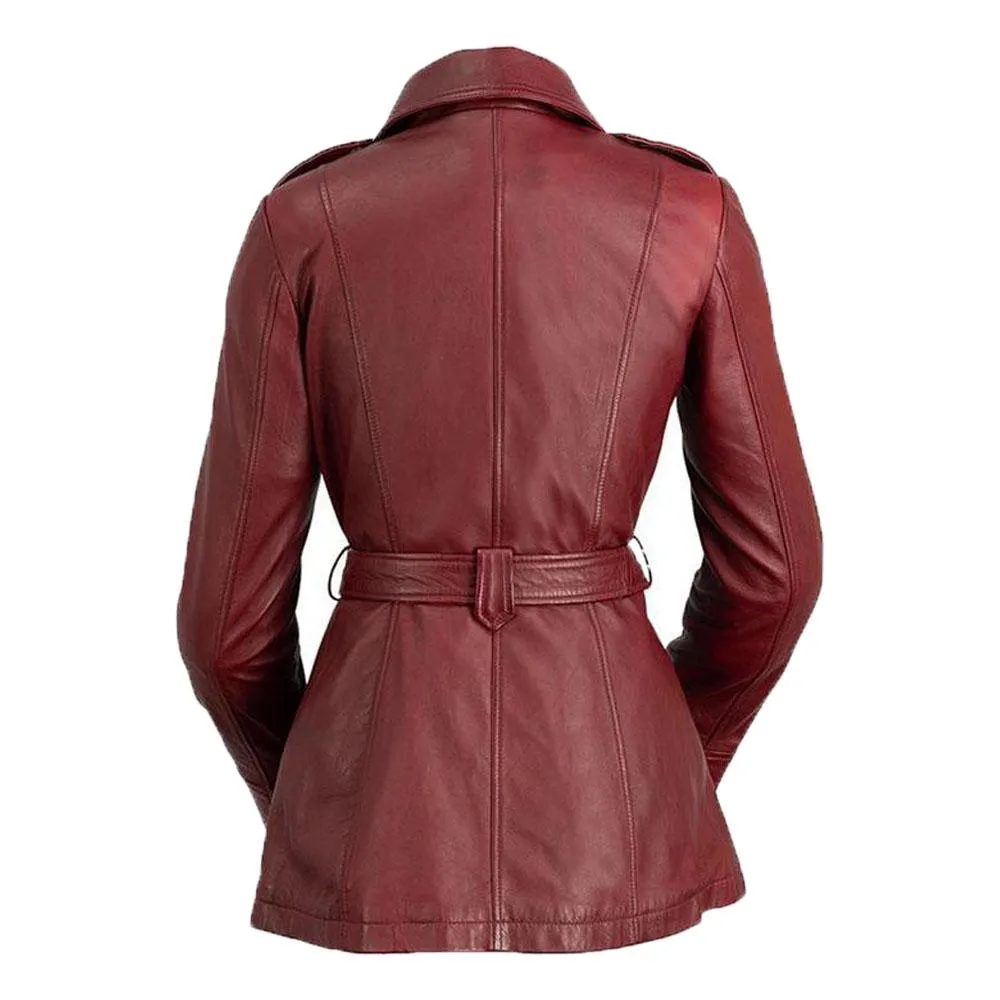 Monica  Women's Leather Long Coat Jacket