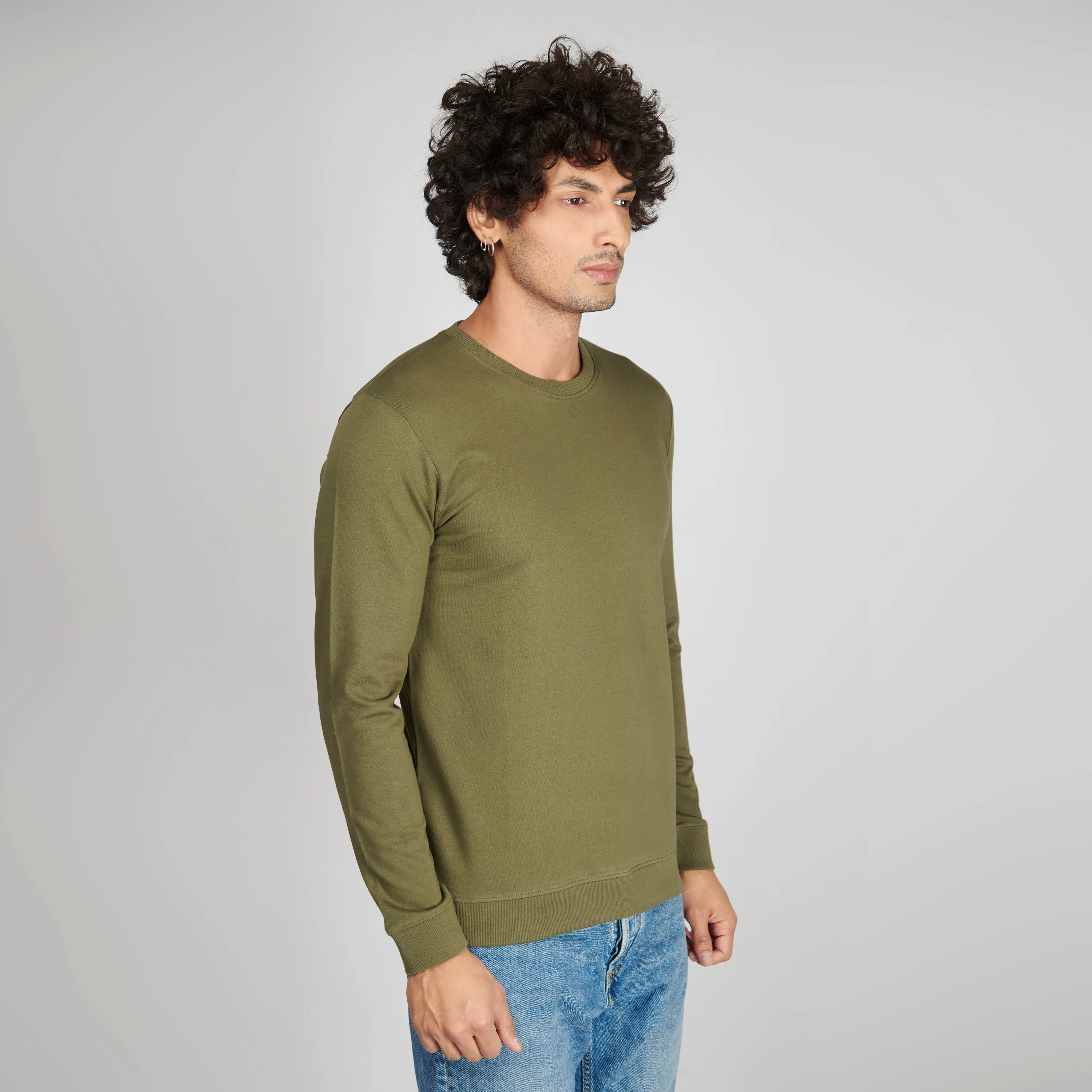 Moss Green Crew Neck Pullover