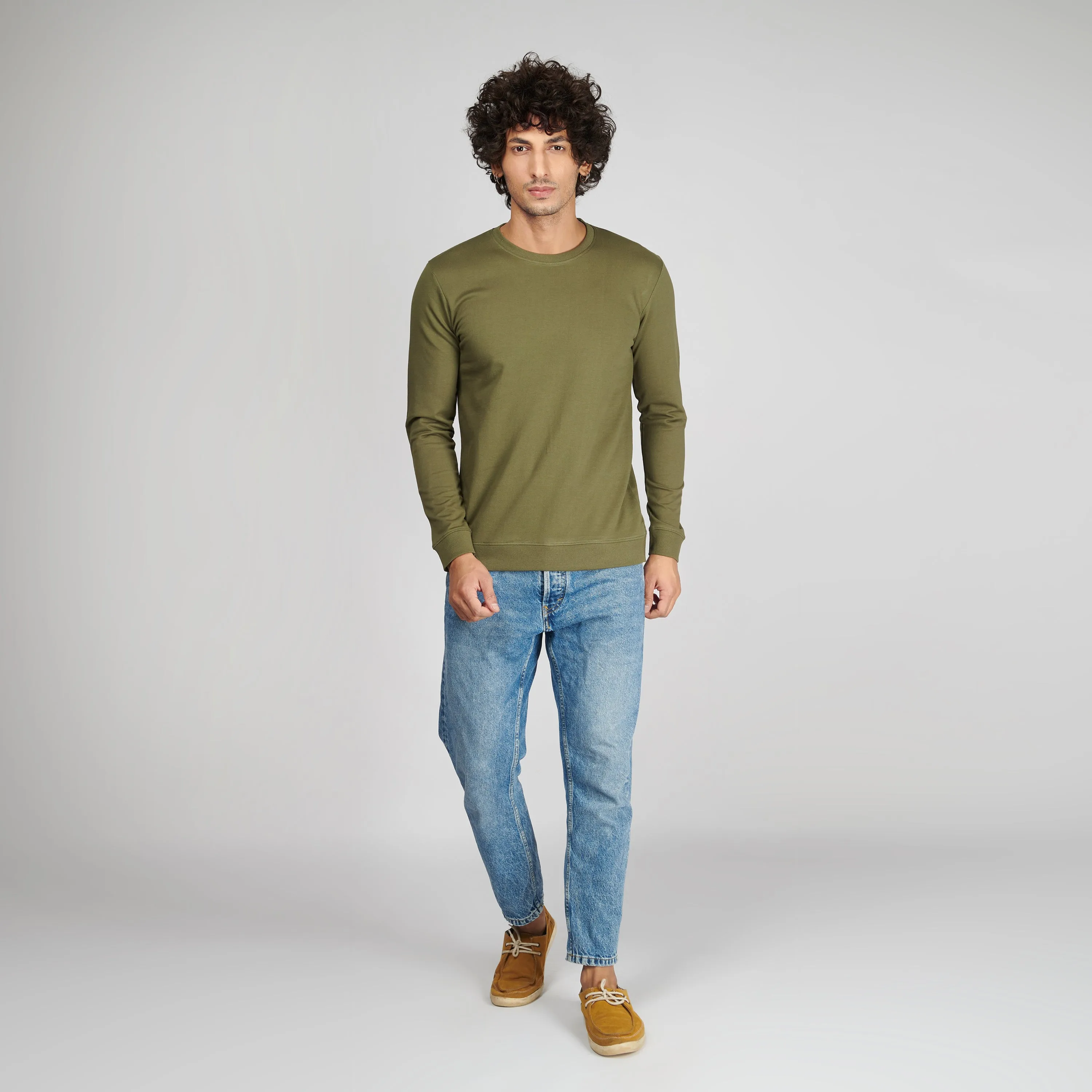 Moss Green Crew Neck Pullover