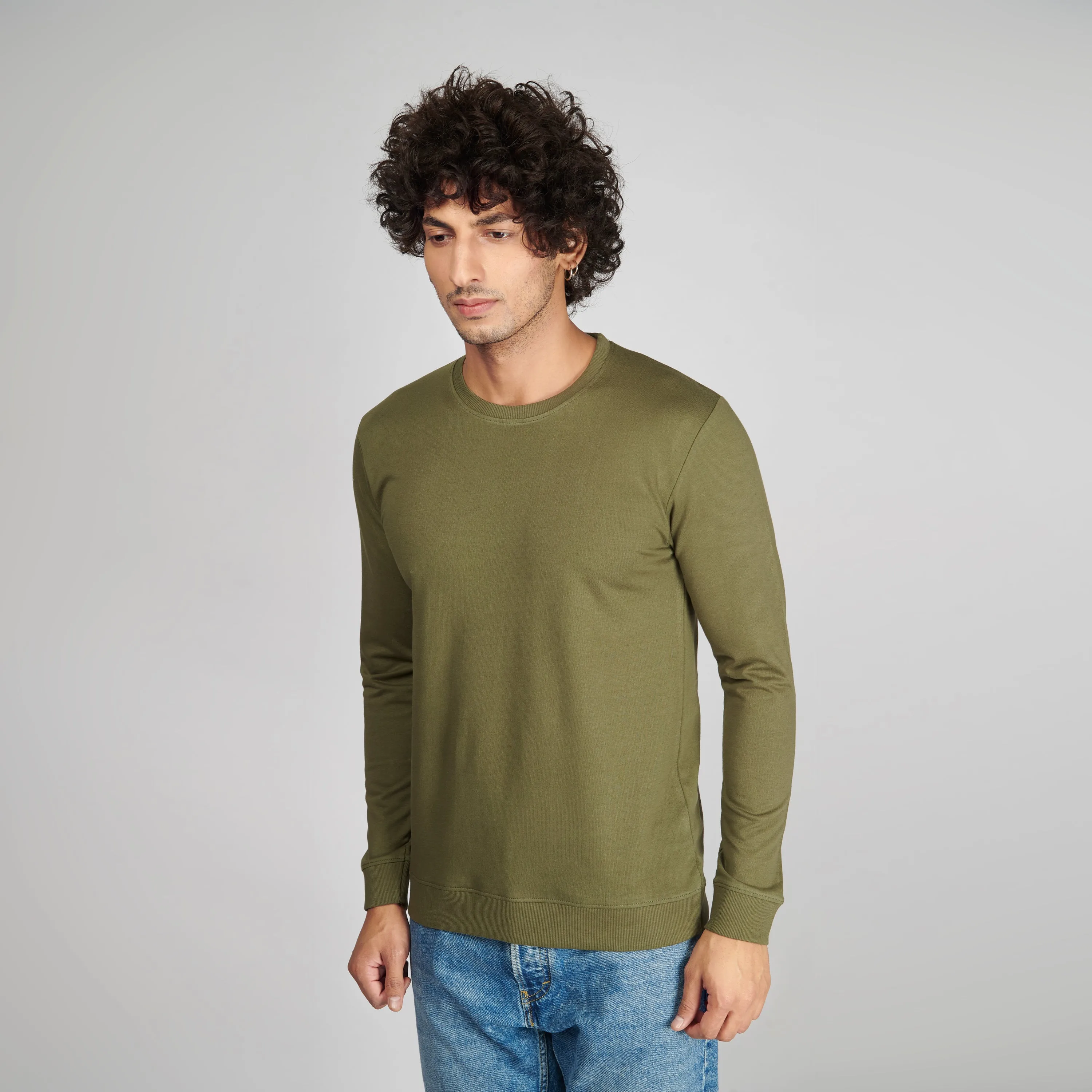 Moss Green Crew Neck Pullover