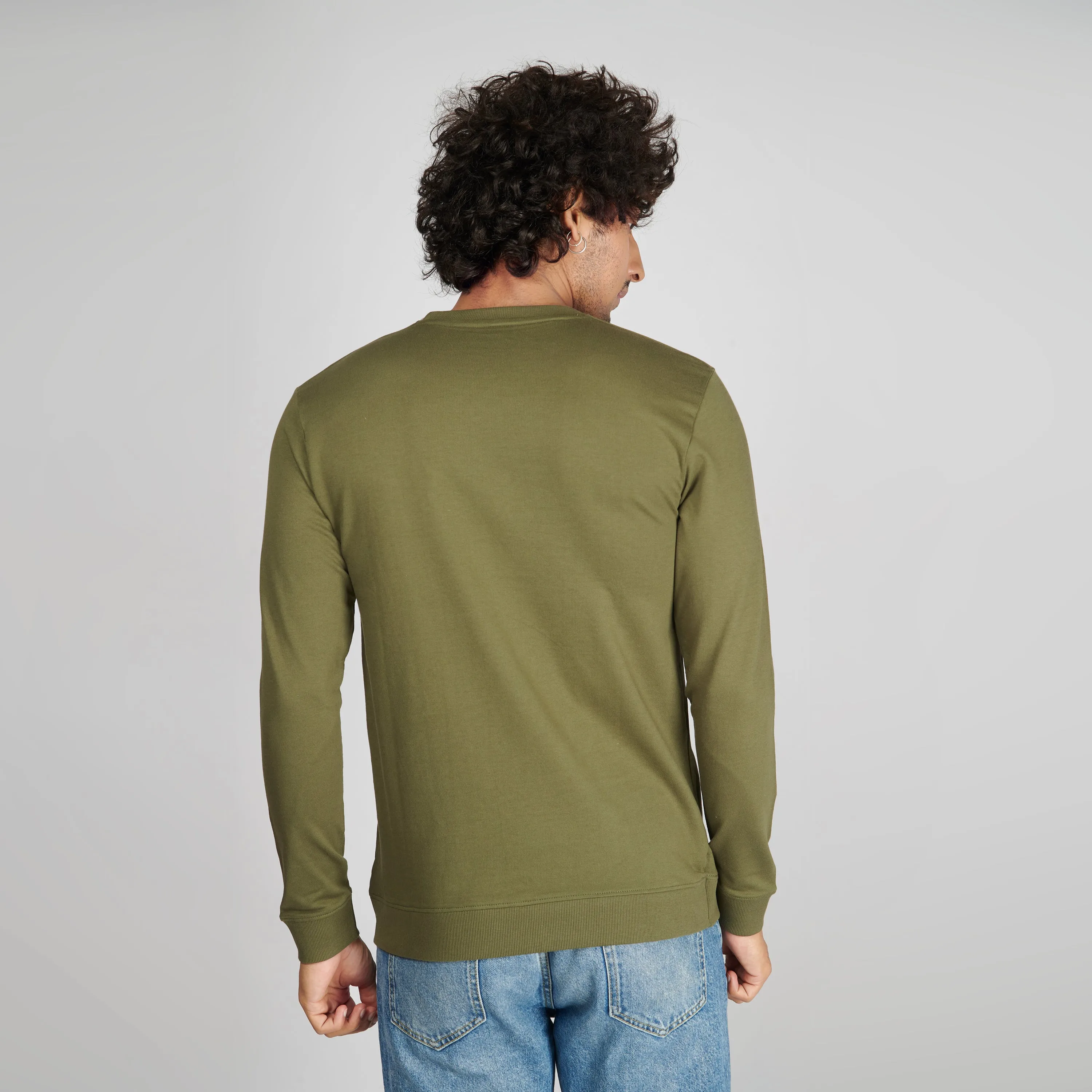 Moss Green Crew Neck Pullover