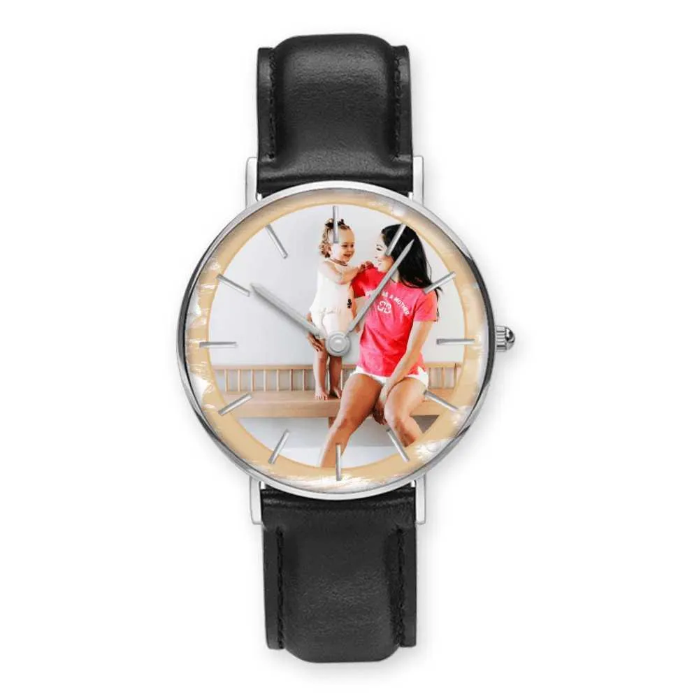 Motherhood Pointers Leather Quartz Watch - Silver