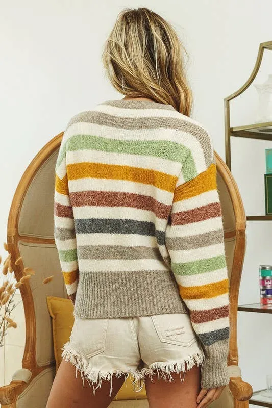 Multi Stripe Round Neck Sweater