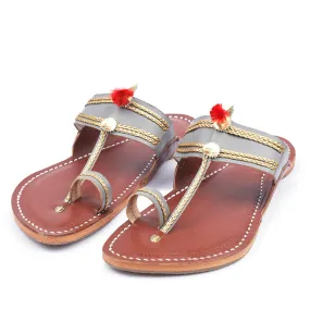 Multicolour Handstitched Leather Kolhapuri Men Slipper