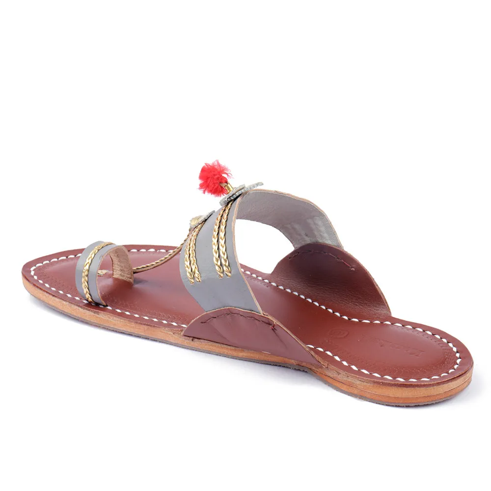 Multicolour Handstitched Leather Kolhapuri Men Slipper