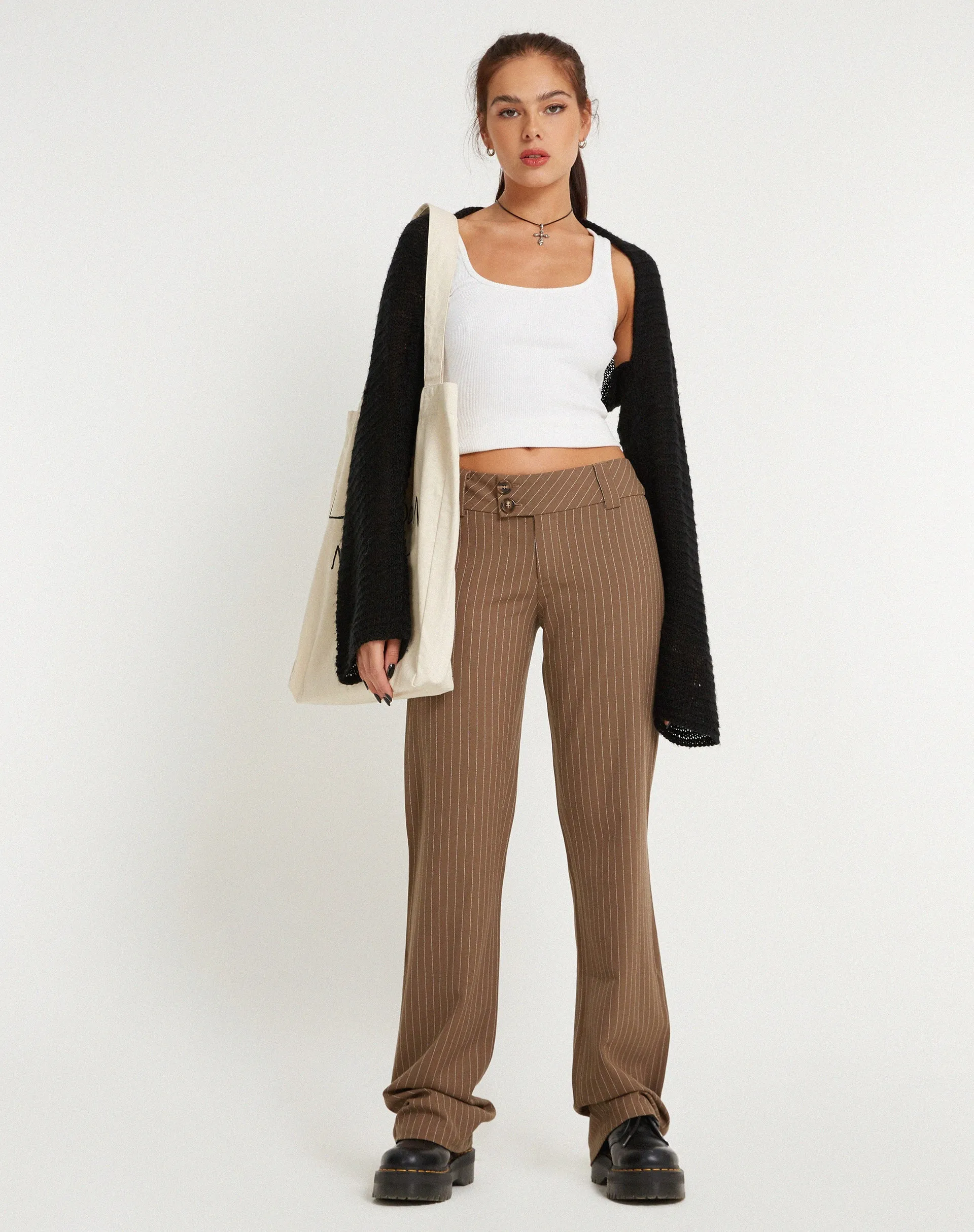 Navida Trouser in Pinstripe Brown