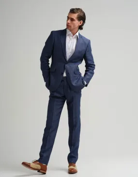 Navy & Black Tonic Herringbone Linen 2 Piece Suit