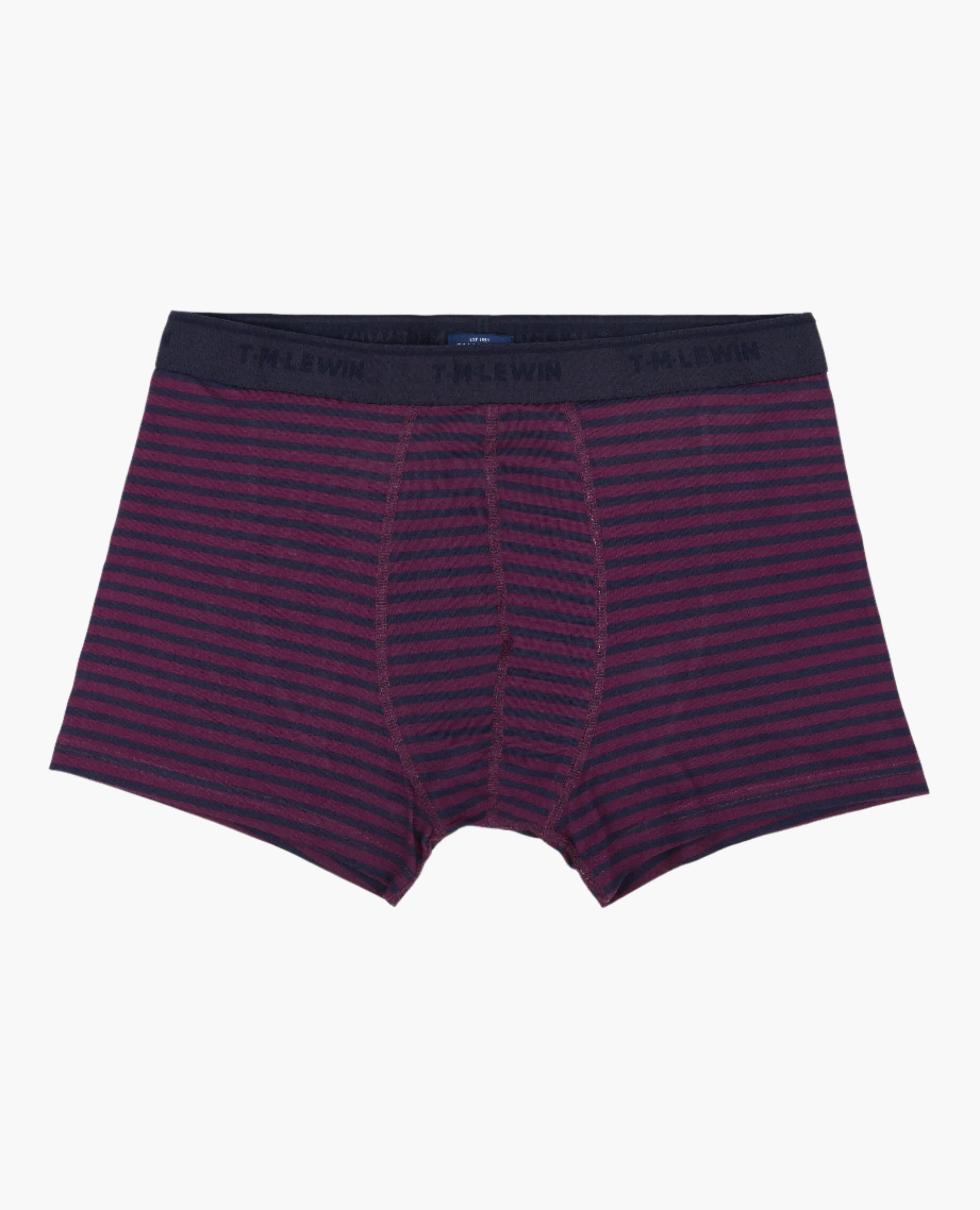 Navy and Burgundy Stripe Cotton Blend Boxers