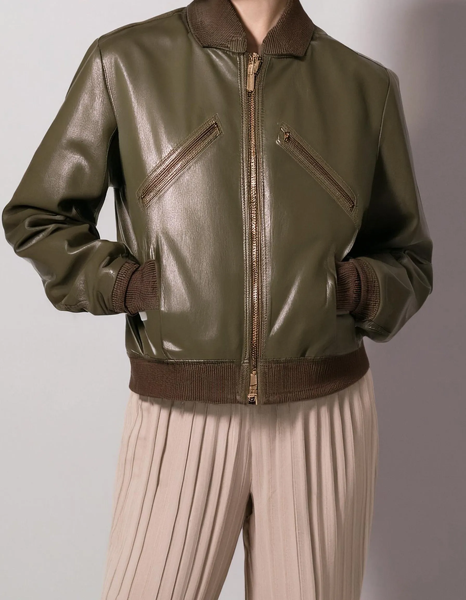 Olive Luxe Bomber Jacket