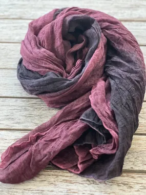 Ombre Cotton Crinkle Scarf - Deep Berry Pinks - Panelled Ombre