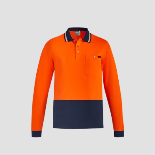 ORANGE HI VIS COTTON LONG SLEEVE POLO