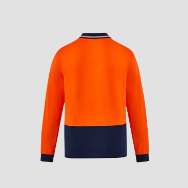 ORANGE HI VIS COTTON LONG SLEEVE POLO