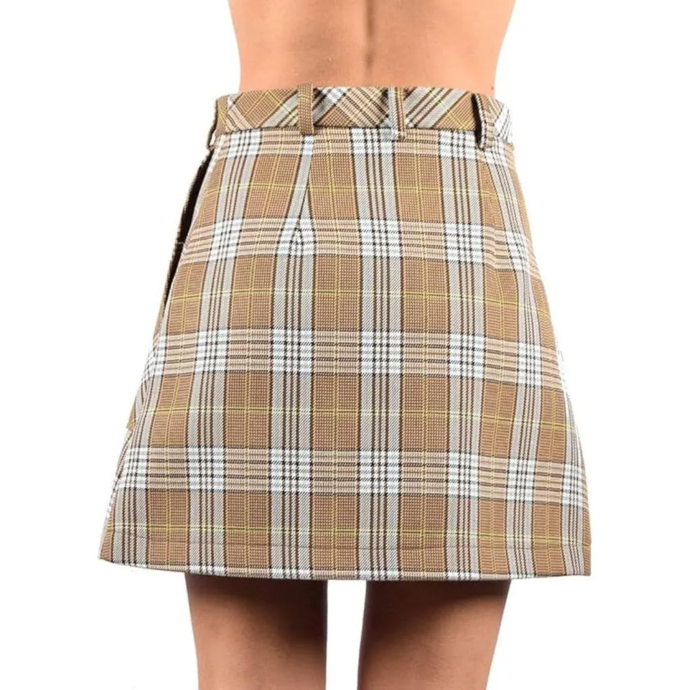 Patrizia Pepe Chic Tartan Cotton Blend Mini Skirt