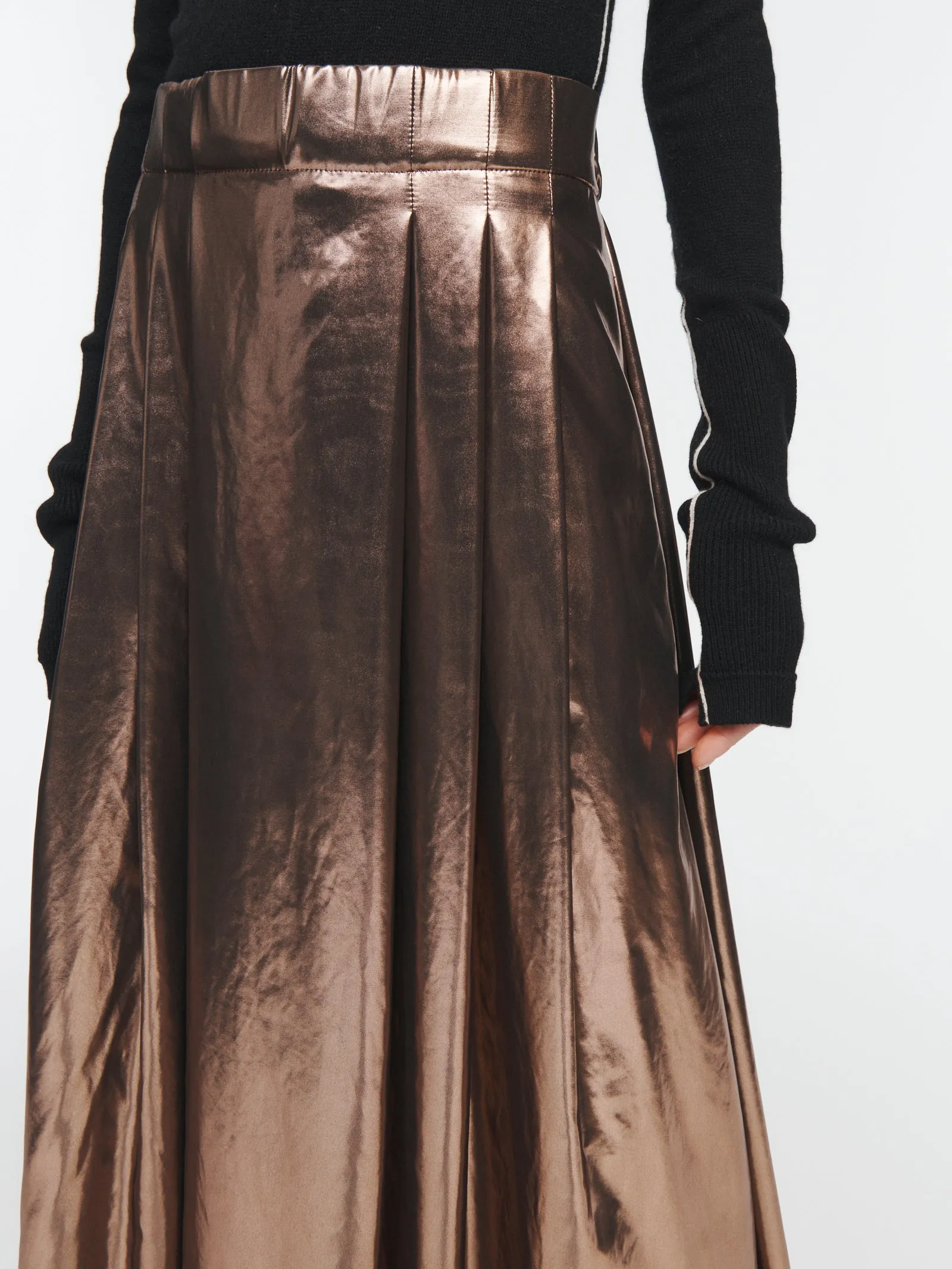 Pleat Front Full Skirt in Bronze