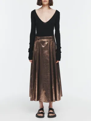 Pleat Front Full Skirt in Bronze