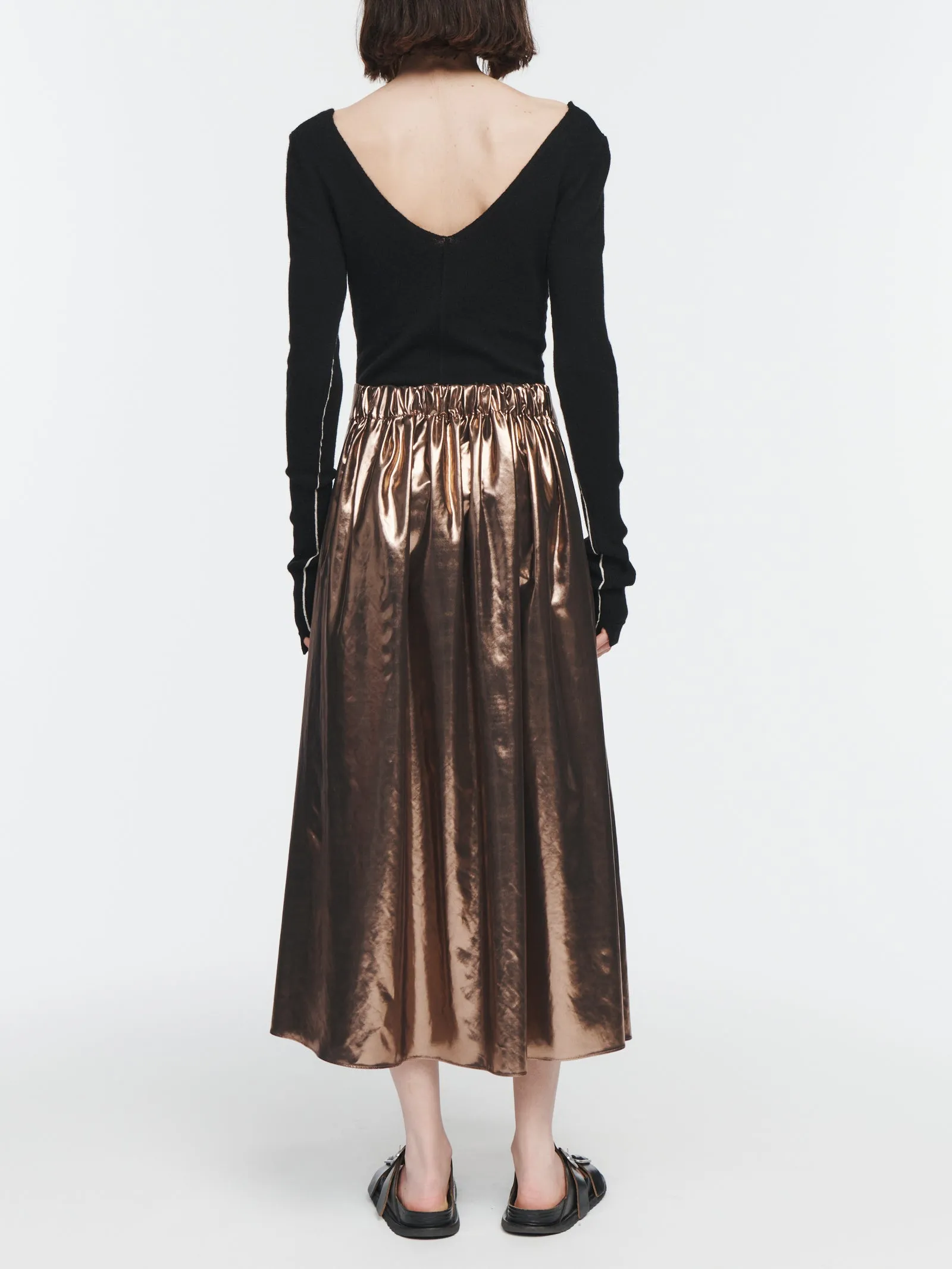 Pleat Front Full Skirt in Bronze