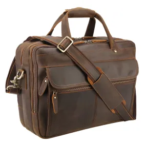 Polare 15.7" Full Grain Italian Leather Laptop Business Briefcase Work Bag College Bag for Men