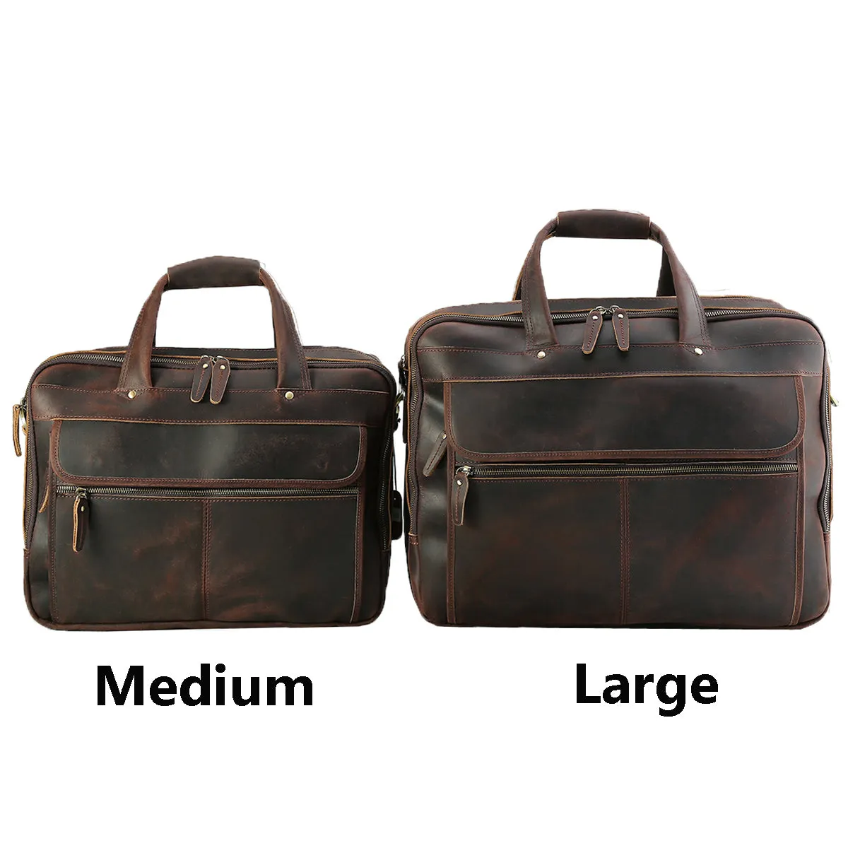 Polare 18'' Thick Full Grain Leather Fit 17.3" Laptop Business Briefcase Work Bag Overnight Bag For Men