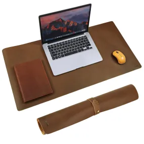 Polare 2mm Thick Full Grain Leather Desk Pad Protector 31.5 x 15.7 inch Desktop Blotter Mats for Keyboard and Mouse Non-Slip Desk Writing Pad for Office and Home