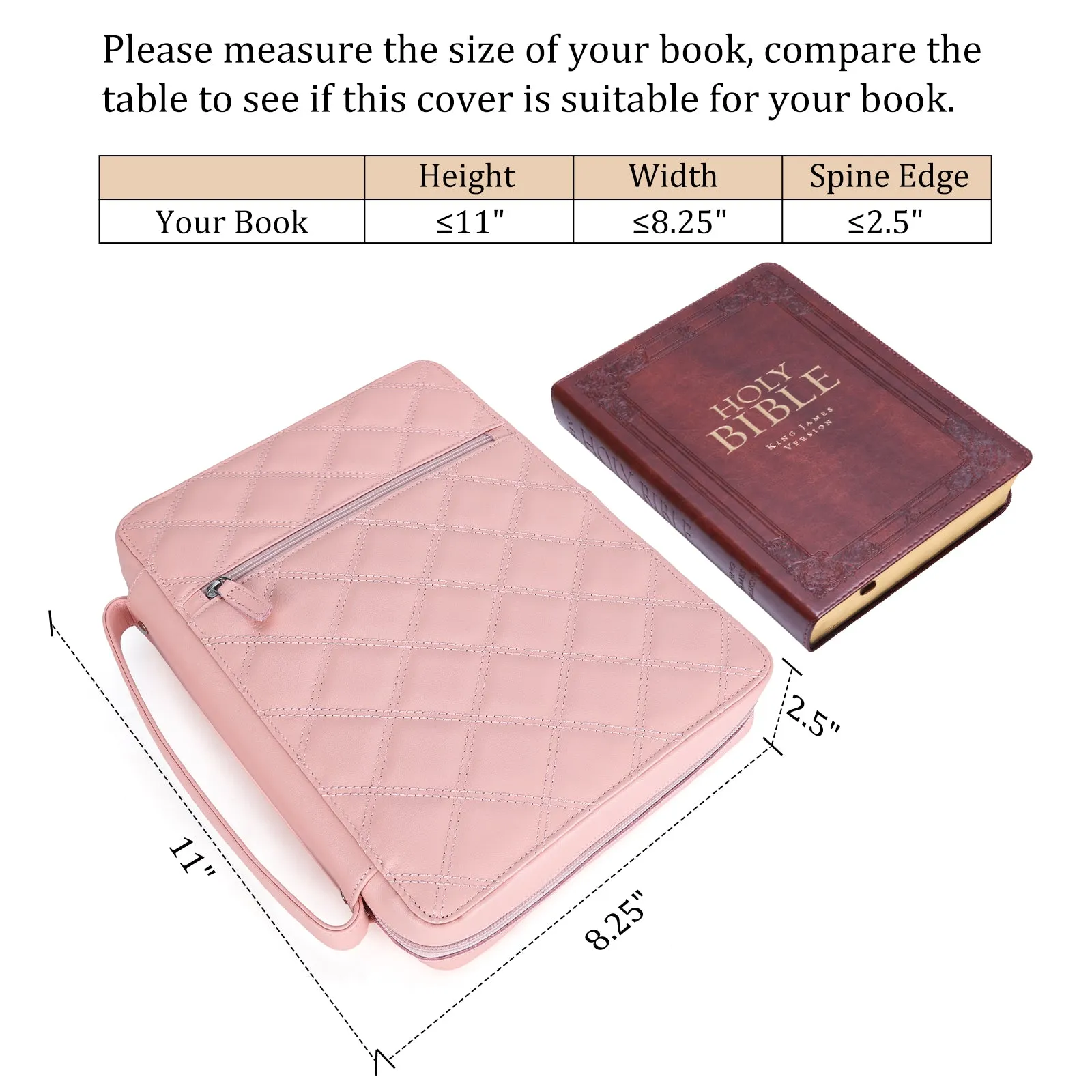 Polare Full Grain Napa Cowhide Leather Bible Cover Church Bag Bible Protective Book Holder Carrying Case Folder Organizer Portfolio for Women