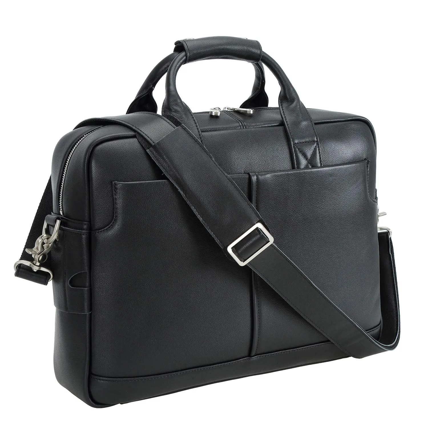 Polare Leather Briefcase for Men Business Travel Messenger Bags 15.6 Inch Laptop Bag YKK Metal Zipper