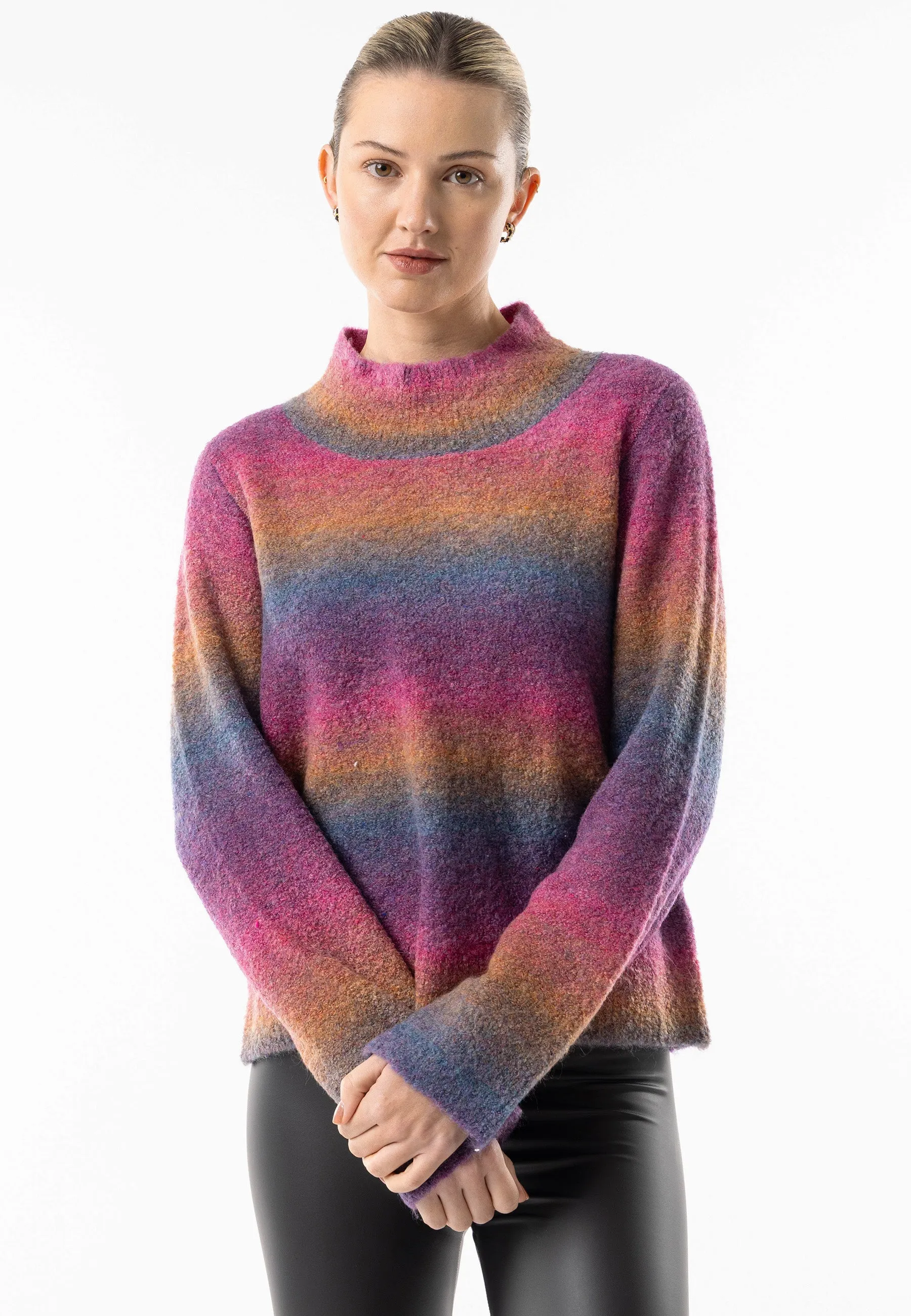 Rainbow Ombre Mock Neck Jumper