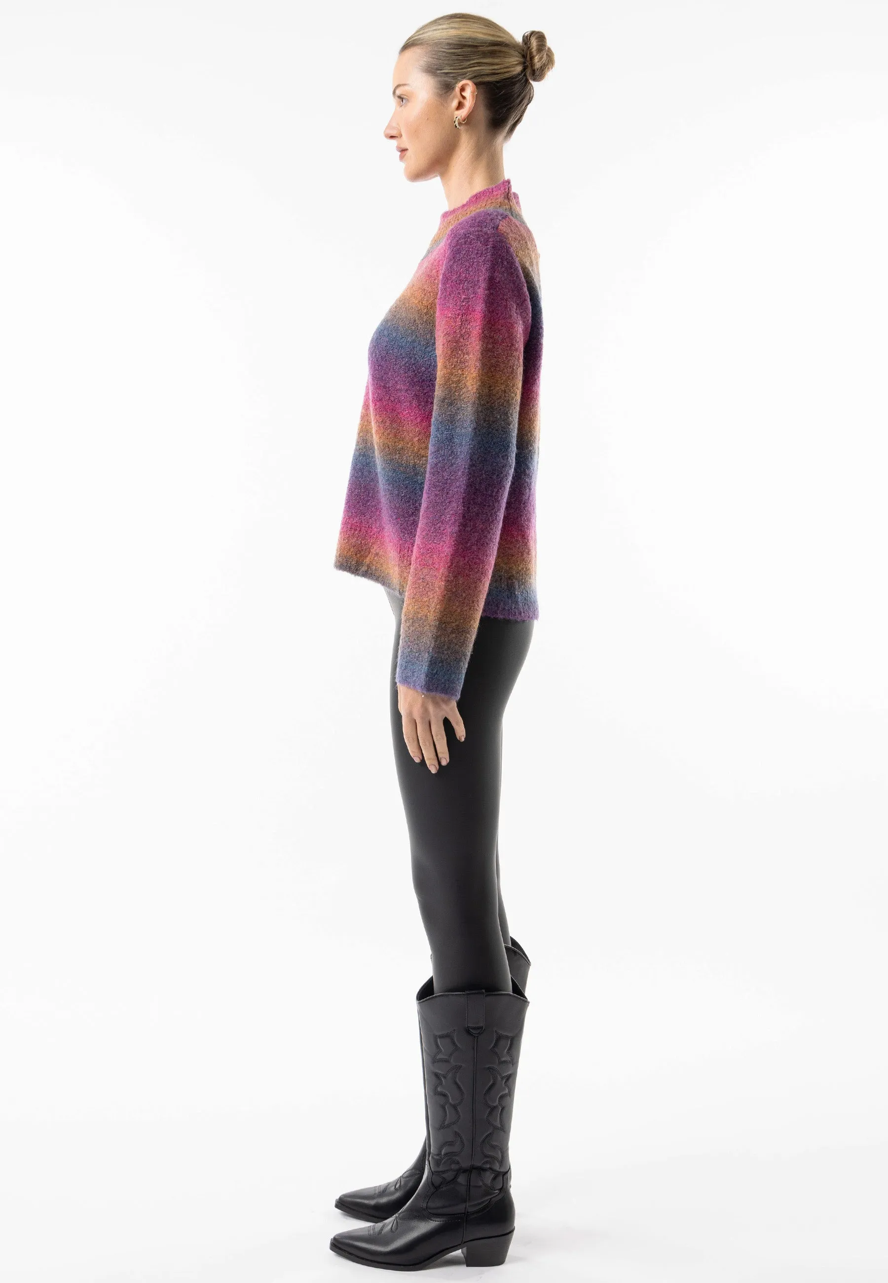 Rainbow Ombre Mock Neck Jumper