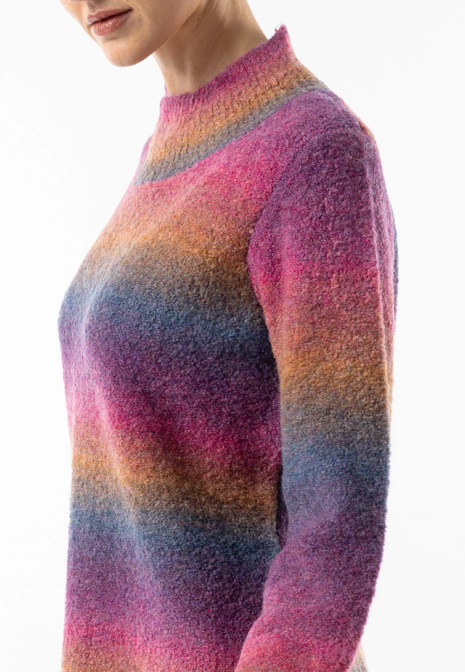 Rainbow Ombre Mock Neck Jumper