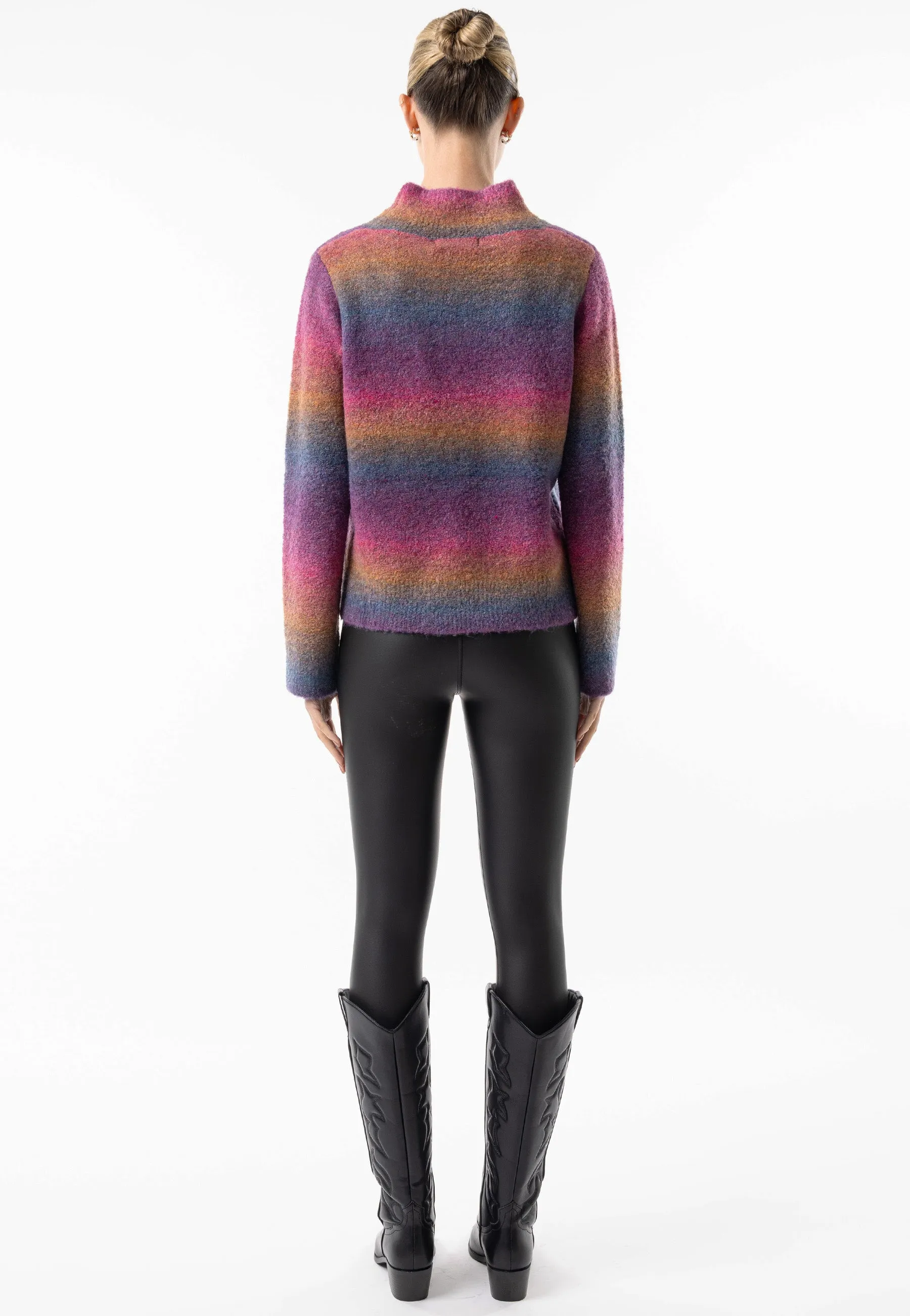 Rainbow Ombre Mock Neck Jumper